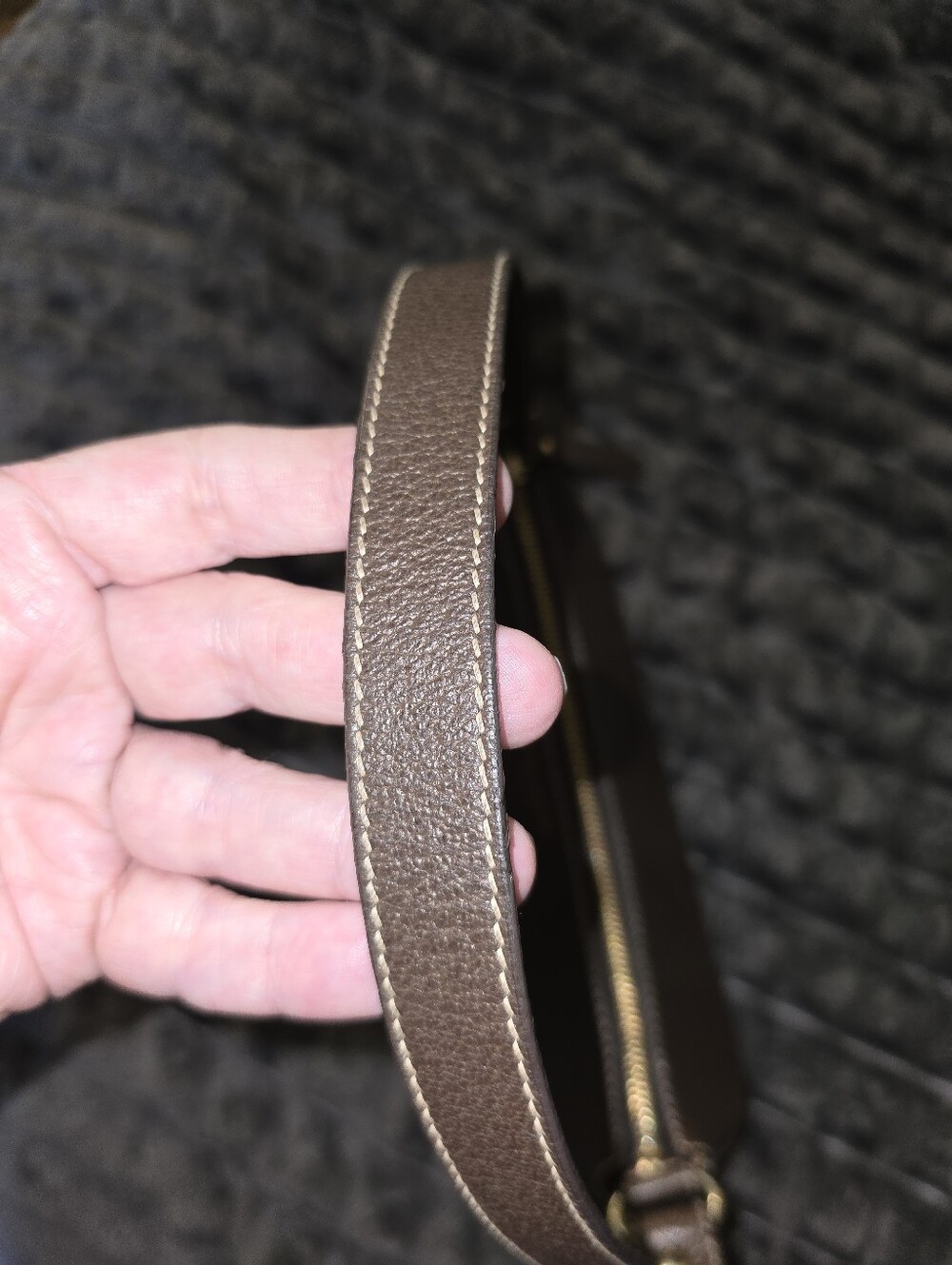 Kate Spade Vintage Brown Pebbled Leather Baguette Shoulder Bag. EUC - Picture 7 of 14